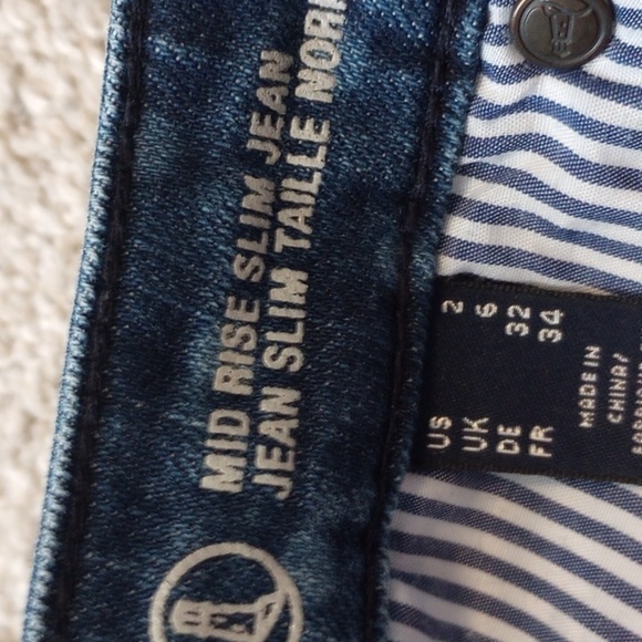 Lands' End Womens Mid Rise Slim Jean Sz 2 Blue Polka Dot Denim Fun Maximalist - Picture 5 of 9